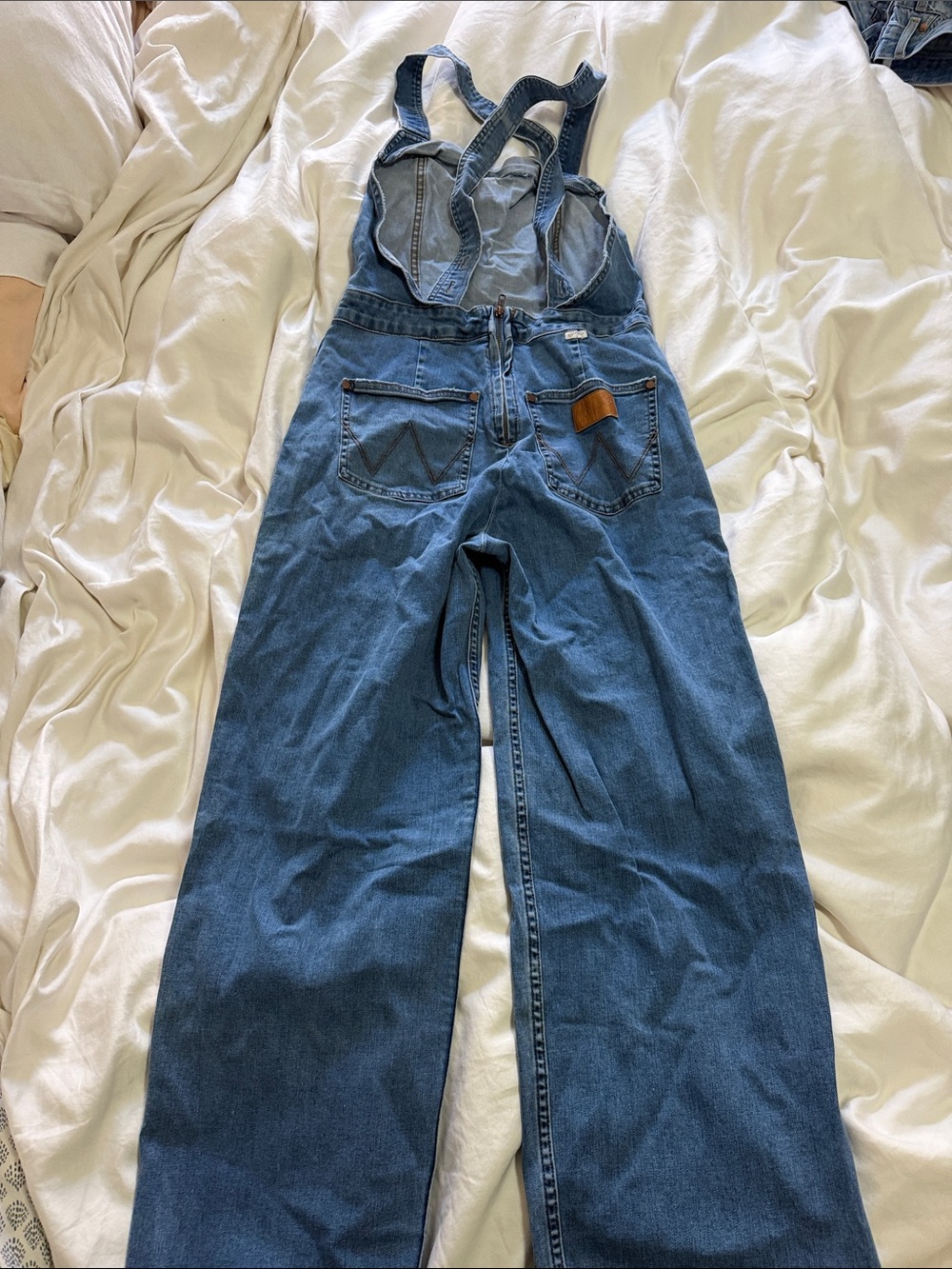 Wrangler Light Blue Denim Overalls with Zippered Bib - Picture 3 of 3